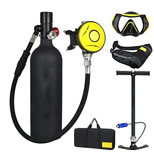 Sauerstoffflasche Tauchen Scuba Diving Tank Equipment, Mini Scuba Dive Cylinder with 12-20 Minutes Capability, Tragbare Tauchausrüstung Corrosion Resistant Material with Refillable Design,Schwarz