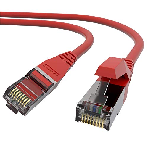AIXONTEC 2 Stück 2m CAT 6 Netzwerkkabel Rot, Ethernet Gigabit Lan Kabel, RJ45 Stecker Patchkabel geschirmt, DSL Lankabel Gbits, kompatibel zu CAT.5e / CAT.6 / CAT 6A CAT 7, Draka UC 400 Rohkabel