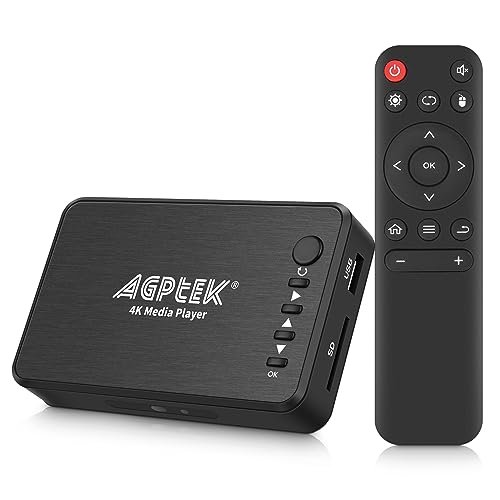 AGPTEK USB 2.0 1080P (1920 × 1080) HD Media Player RMVB MKV SD SDHC USB JPEG - mit optischem Stereo-L / R-Audioausgang, IR-Fernbedienung