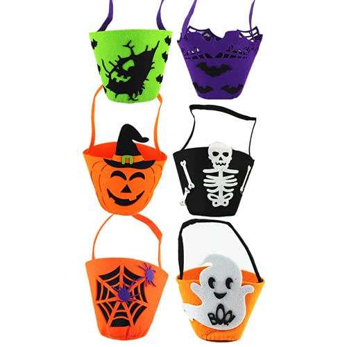 ruirui-home Halloween Kürbis Tasche für Kinder mit vielfältigem Muster Vliesstoffe oder Filze Süßigkeiten Beutel Süßes oder Saures Bags Geschenktüten für Halloween Party Cosplay usw.