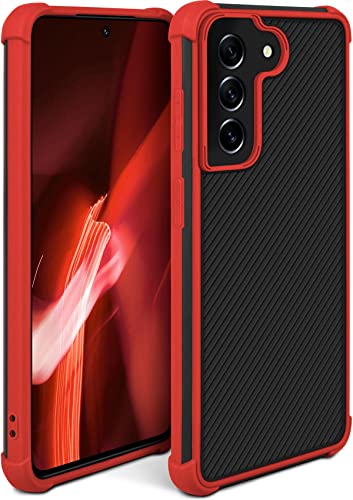 moex Leap Case kompatibel mit Samsung Galaxy S21 FE 5G Hülle mit Kameraschutz und Displayschutz, Rundumschutz Handyhülle, Extrem Stoßfeste Schutzhülle, Backcover Hard Case - Feuer Rot