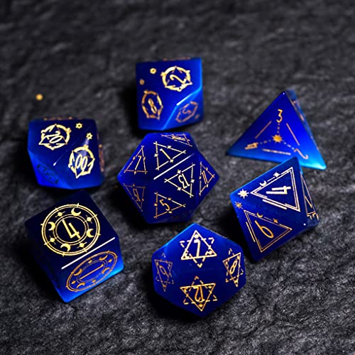 BOCbco DND Dice Set Dungeons and Dragons Dice, Pretty Blue Opal DND Polyhedral Dice Set Für Tischspiele, Trpg, MTG, Rollenspiele/7 Pcs