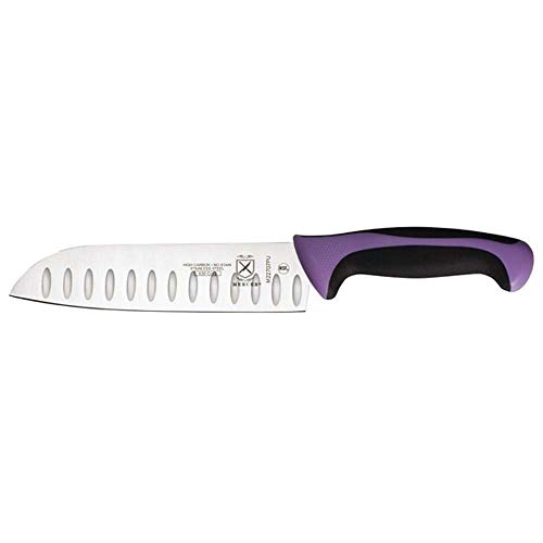 Mercer Culinary M22707PU Millennia 7-Inch Granton Edge Santoku Knife, Purple