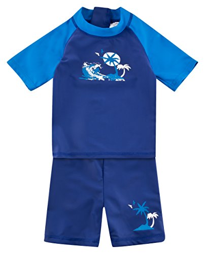 Landora®: Baby- / Kinder-Badebekleidung kurzärmliges UV-Schutz 2er Set in Marine, Größe 86/92