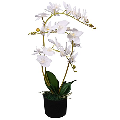Tidyard Künstliche Orchidee mit Töpfen, Tischdeko Haus Balkon Büro Deko, 65 cm Weiß
