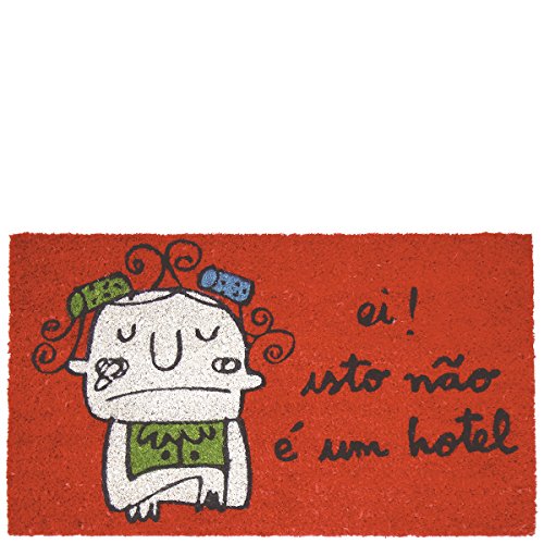 Laroom Fußmatte Design Isto Não und um Hotel, Jute and Rutschfester, Rot, 40 x 70 x 1.8 cm
