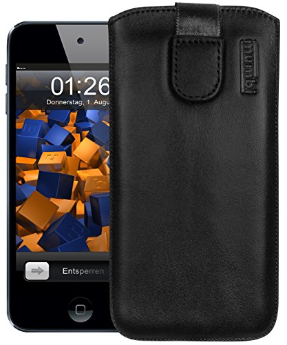 mumbi Echt Ledertasche kompatibel mit iPod Touch 5G / 6G / 7G Hülle Leder Tasche Case Wallet, schwarz