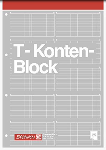 Brunnen 1042025 T-Konten-Block (A4, 25 Blatt, 10 T-Konten je Seite, gelocht, 80g/m²)