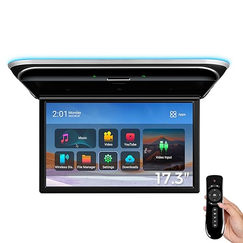 XTRONS 17,3 Zoll Auto Overhead FHD 1080P IPS Bildschirm Octa-Core Android Autodach-Multimedia-Player mit hervorragender Unterstützung für Sound- und Bildschirmspiegelung HDMI/USB/AV /FM/IR