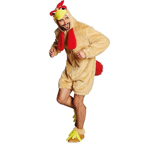 Krause & Sohn Hahn Kostüm Chris Chicken für Herren Gr. S-XXL braun Tier Fasching Karneval JGA witziges Tierkostüm (M)