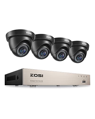 ZOSI Außen 1080P Video Überwachungssystem 8CH H.265+ 4in1 DVR mit 4 HD 1080P 2.0MP Dome Überwachungskamera Set, 24M IR Nachtsicht