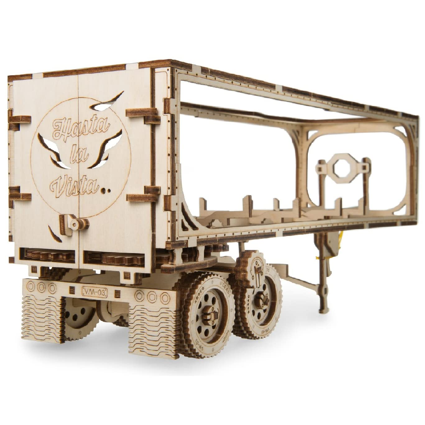 UGEARS Truck Trailer LKW Anhänger DIY Modellbausatz aus Holz – Anhänger für Schweren LKW - Sperrholz DIY Modell Zubehör – Funktionaler Mechanismus –Selbstmontage ohne Kleber