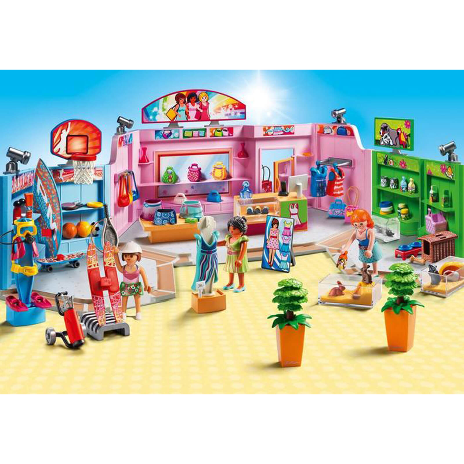Playmobil City Life Shopping Plaza with Sports, Pet and Clothing Retailers (9078) 2