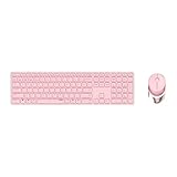 Rapoo 9850M kabelloses Tastatur-Maus Set Wireless Deskset 1600 DPI Sensor wiederaufladbarer Akku flaches Aluminium Design DE-Layout QWERTZ PC & Mac - pink