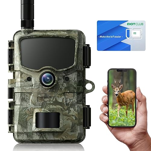 VOOPEAK 4G LTE Wildkamera mit Handyübertragung APP, 24MP 1080P Wildtierkamera mit Bewegungsmelder Nachtsicht, Wildkamera mit SIM Karte 120° Weitwinkel IP66 Wasserdicht mit 2,4 Zoll Bildschirm