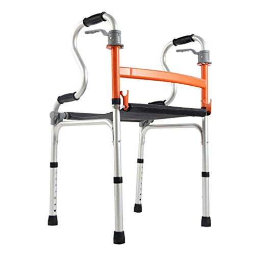 Gehhilfen für ältere Menschen mit Sitz ohne Räder, leicht zusammenklappbar und reiseunterstützt für Erwachsene, höhenverstellbar für ältere Menschen – Aluminium