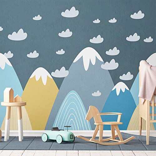 Wandtattoo, selbstklebend, für Kinder, Riesen-Dekoration, skandinavische Berge für Kinderzimmer, Blanka, 70 x 130 cm