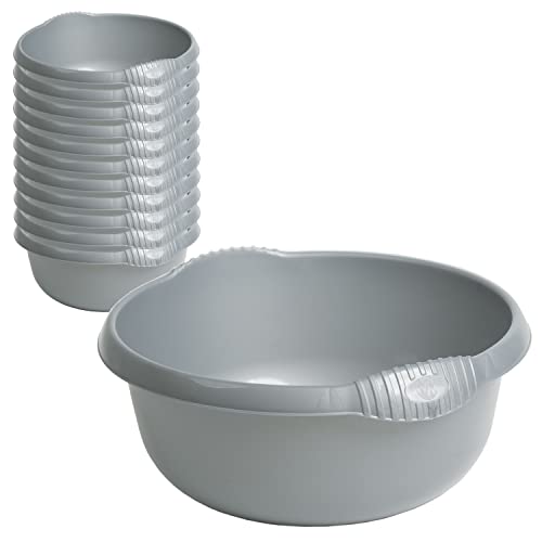 12x Schüssel rund grau - 4,5 Liter - 28 cm - Waschschüssel Spülschüssel Wasserschüssel - Lebensmittelecht - Kunststoff Spüle