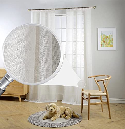 Sun World Maßgeschneiderte weiße Voile Store Gardine Design: “Murcia“, inklusive Kräuselband (Universalband), Vorhang nach Maß, Höhe 90-290 cm, Breite 1-12 Meter (150 x 300 cm/HxB)