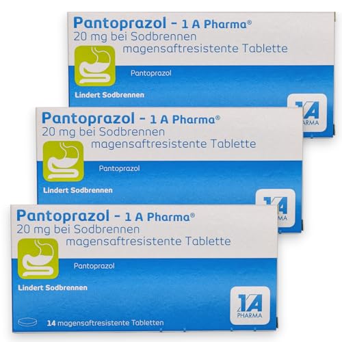 PANTOPRAZOL 1A Pharma 20mg 3x 14 Tabletten gegen SODBRENNEN I Saures Aufstoßen I Reflux I Sparangebot mit give-away von Pharma Perle