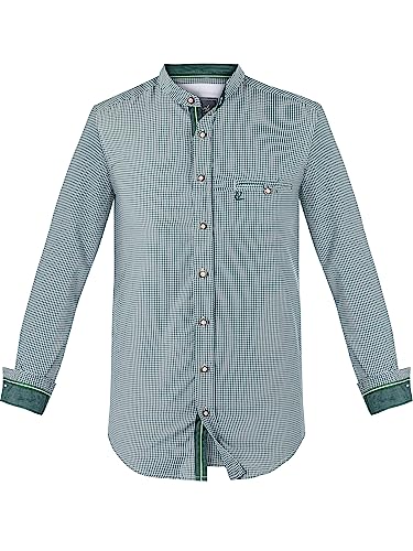 Almbock Exklusive Trachtenhemden | Trachtenhemd grün mit Made in Germany | Trachtenhemd Langarm zur Hochzeit oder Oktoberfest in Größe 4XL
