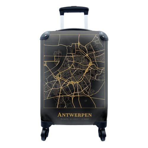 Koffer - 35x55 cm - Karte - Antwerpen - Gold - Schwarz