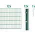 Metallzaun Grund-Set Doppelstabmatte verz. Grün beschichtet 12 x 2 m x 1 m