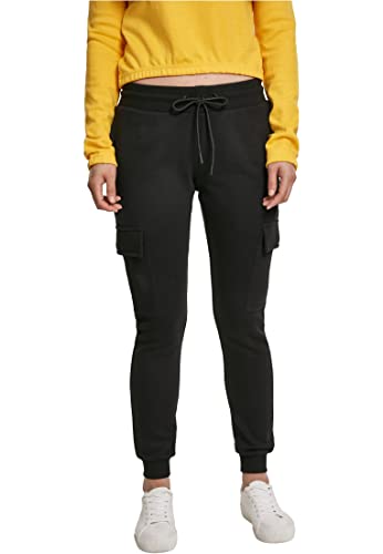 Urban Classics Damen Hose Ladies Cargo Jogging-Pants Sporthose, Schwarz (Black 00007), W(Herstellergröße: S)