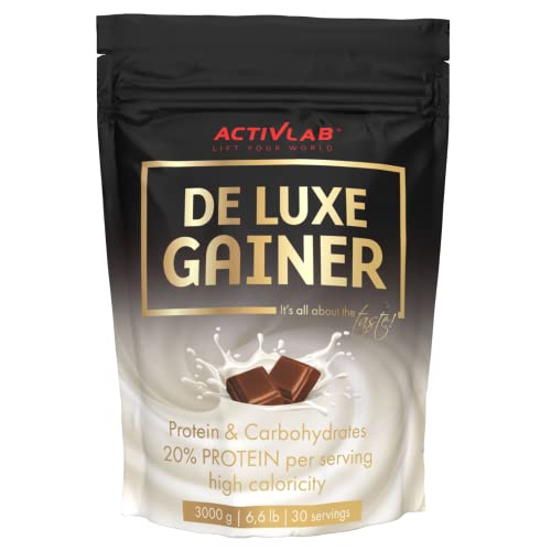 Activlab De Luxe Gainer, ein luxuriöses Kohlenhydrat- und Proteinnahrungsmittel vom Gainer-Typ - 20 g Eiweiss pro Portion - Verpackung 3000g- Milchschokolade