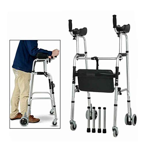 Gehhilfe, Standard-Gehhilfe für ältere Menschen, faltbare, verstellbare Gehhilfe, ausgestattet mit Rädern, ausgestattet mit Armlehnenpolster für eingeschränkte Mobilität mit Behinderungen. Alles ist