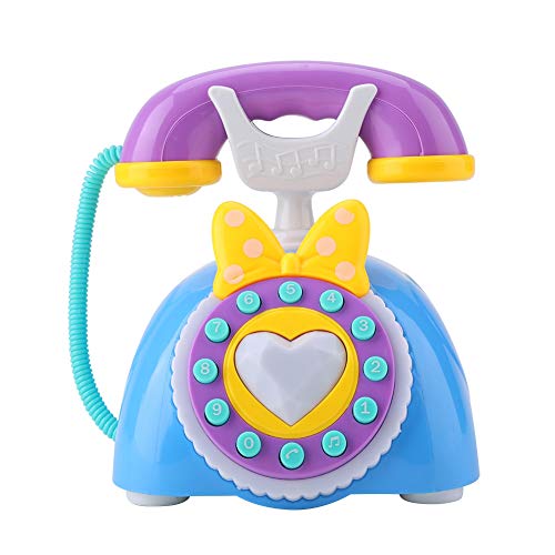 Simulation Telefon Zweisprachig mit Lichter und Musik Pädagogisches Spielzeug Geschenke für Baby Kinder (Blau)