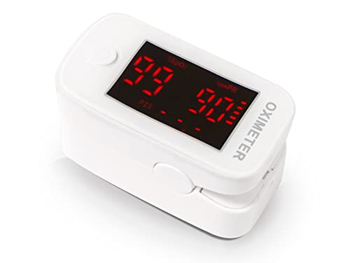 QUIRUMED Fingerspitzen-Pulsoximeter mit Pulsdiagramm, LED-Anzeige, Sauerstoffsättigungsmesser (SpO2), sofortiger Messwert, automatische Abschaltung, geringer Stromverbrauch