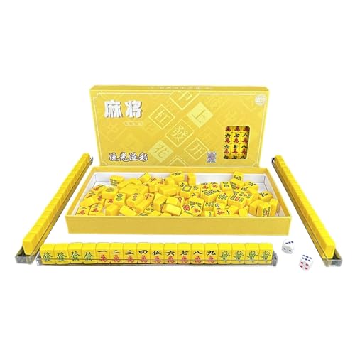 ppARK Mahjong Tragbares Mahjong-Tischset, kleines chinesisches Mahjong-Set, traditionelle chinesische Mahjong-Fliesen für Schlafsaal-Reisespiel Mahjong Spiel
