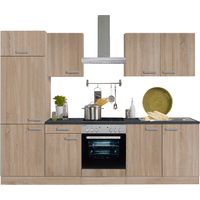 OPTIFIT Küchenzeile mit E-Geräten 'OPTIkompakt Monza' eichefarben/anthrazit 270 cm