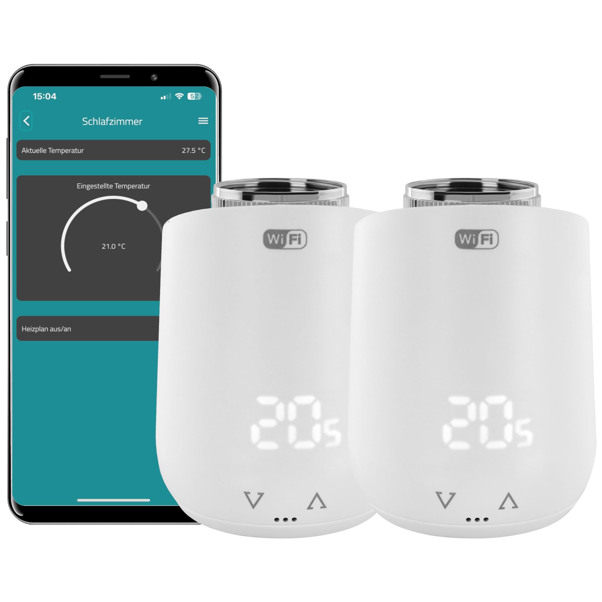 Eurotronic Comet WiFi Heizkörperthermostat Set - Smart Home Heizungssteuerung für 2 Heizkörper inkl. gratis App und Ventil-Adapter-Gutschein | Kompatibel mit jedem WLAN Router (2,4 GHz)