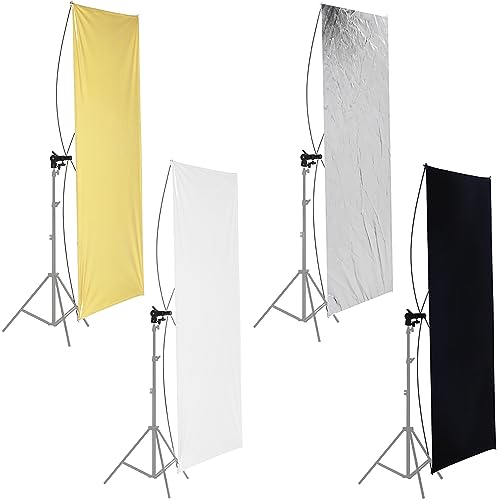 Neewer 90 x 180 cm Foto Studio Flat Panel Light Reflektor mit 360 Grad drehbar Halterung und Tragetasche - Gold/Silber und Schwarz/Weiß