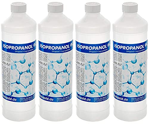 Isopropanol 99,9% 4 x 1l Flaschen Isopropylalkohol 2-Propanol Reinigungsmittel, Lösungsmittel, Fettlöser, Lack- & Farb-Entferner Nagellack-Entferner Oberflächen-Reiniger