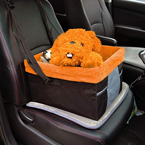 UOBEKETO Auto Pet Booster Sitz für Hunde oder Katzen Verstellbarer Haustierkäfig Auto Vordersitz Hundehütte für Autos, LKWs & SUV (Schwarz)