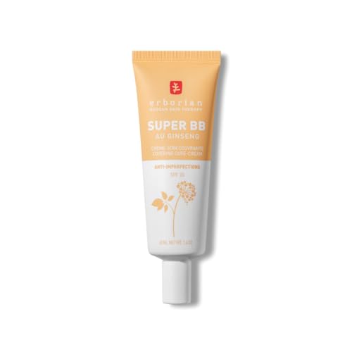 Erborian Super BB Cream mit Ginseng - Getönte Pflegecreme mit hoher Deckkraft gegen Hautunreinheiten SPF 20 - Koreanische Kosmetik - Nude 40 ml