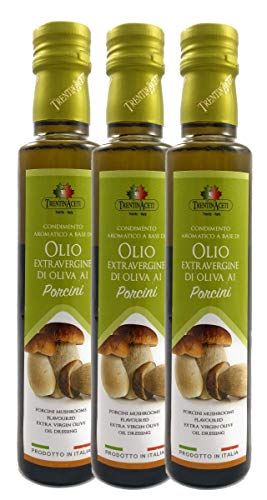 Extra Natives Olivenöl mit natürlichen Steinpilzaroma - 3x250 ml - Italienisches Steinpilz Olivenöl in höchster Qualität - TrentinAceti - kaltgepresst