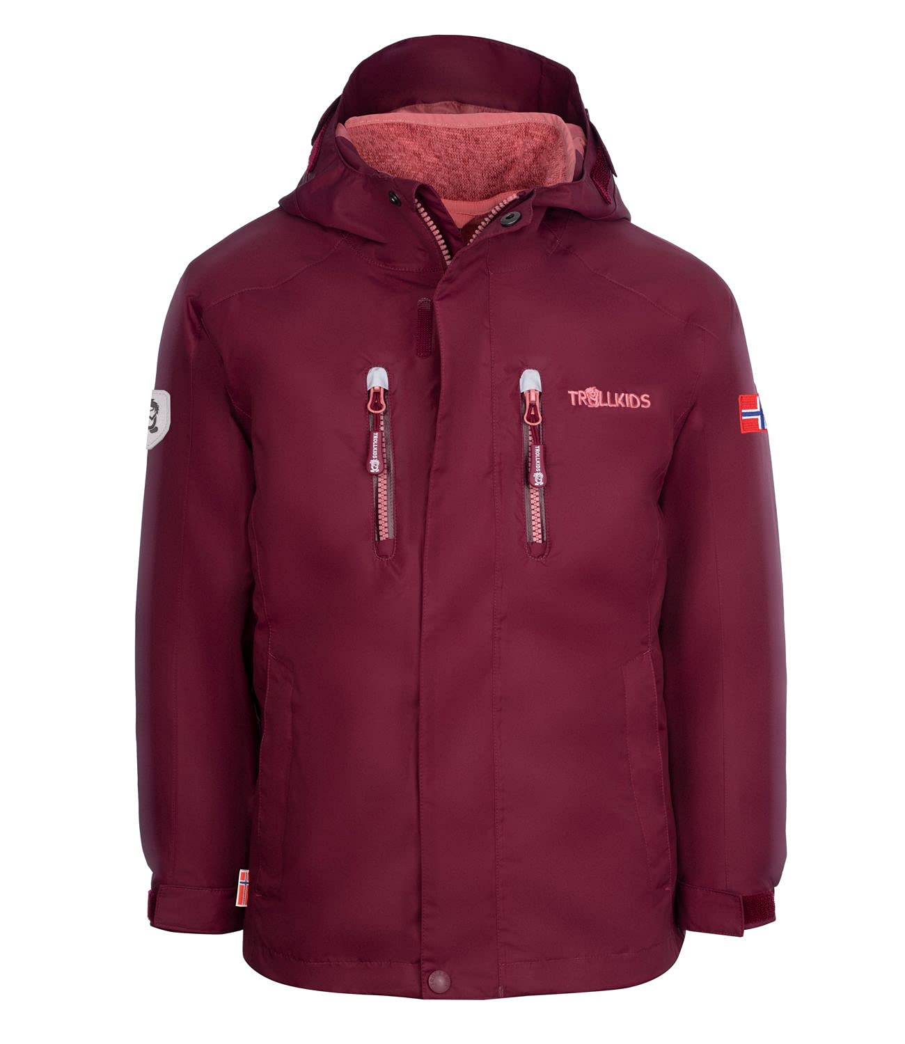 Trollkids Kinder 3in1 Jacke Lofoten, Kastanienrot/Antikrosa, Größe 176