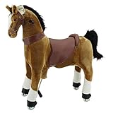 Sweety Toys 7363 Reittier groß Pferd Brownie auf Rollen für 4 bis 9 Jahre -Riding Animal