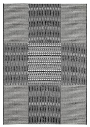 andiamo In-und Outdoorteppich Senja Designerteppich für die Terrasse Design, Kästchen anthrazit, 160 x 230 cm