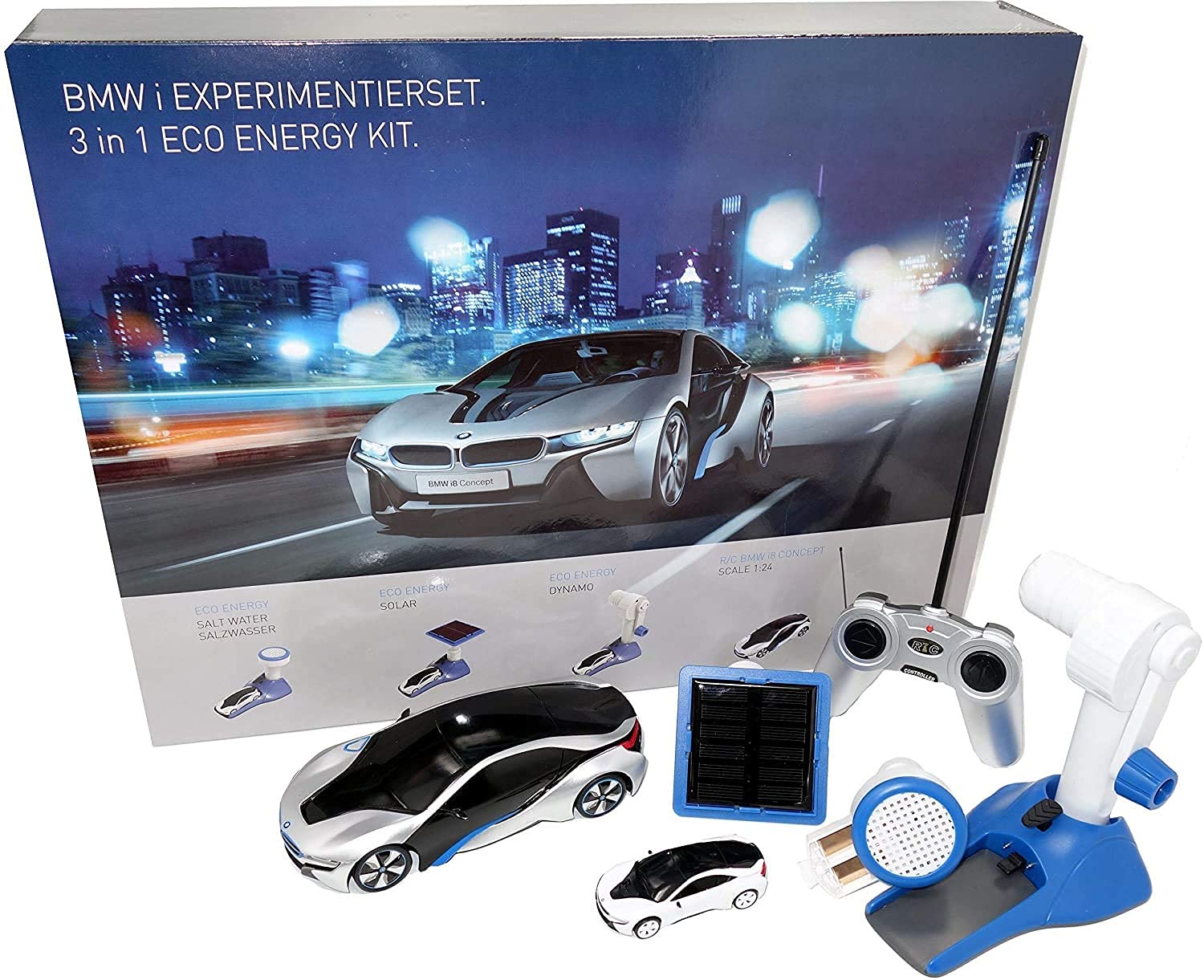 EDU Toys kompatibel mit Original BMW i8 3in1 Energie Experimentierset plus 1:24 RC i8 Concept