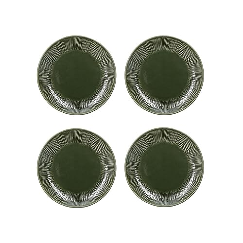 Mikasa Jardin 4-tlg. Beistellteller-Set, Grün, Service für 4, Set aus 4 Steingutbeistelltellern, 21,5cm runde Teller - Geschenkkarton & spülmaschinenfest