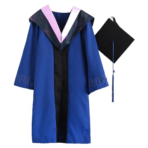 Abschlusskleid und Kappe für Erwachsene, Unisex Abschlusskleid Kappe Quaste Set Abschlusshut Bachelor Hut Abschlussuniform Set für High School University College Graduation Party Supplies Rosa M