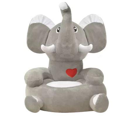 Plüsch Gepolstertes Sofa Elefant Cartoon Form Kinder Stuhl Sessel mit Anti-Rutsch-Füße Babysessel Kindermöbel für Wohnzimmer Schlafzimmer, Weich und bequem, Polyester, Grau, 50 x 47 x 55 cm
