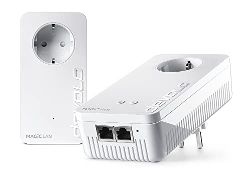 devolo 8415 WLAN Powerline Adapter, Magic 1 WiFi Starter Kit -bis zu 1.200 Mbit/s, Mesh WLAN, Powerlan WLAN Steckdose, 2x LAN Anschluss, dLAN 2.0, weiß