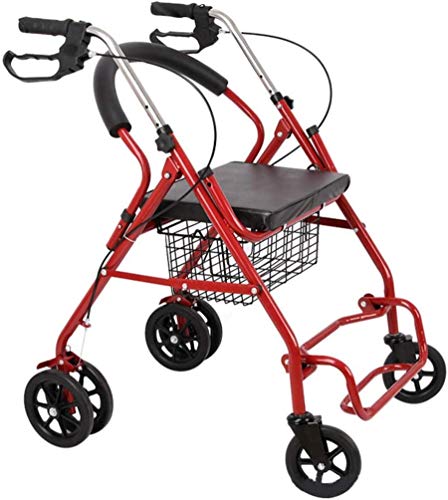 Rollator Walker, zusammenklappbares rollendes Gehgestell mit gepolstertem Sitz und Rückenlehne, 4 große Räder, Mobilitätshilfe für Erwachsene, ältere Menschen mit Behinderung, mit Bremsen