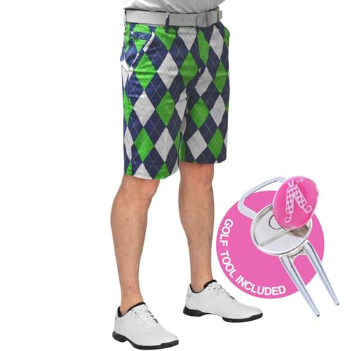 ROYAL & AWESOME HERREN-GOLFSHORTS - Mehrfarbig (Blues on the Green)-34" Waist
